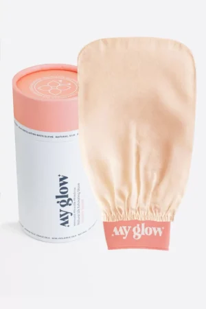 MY GLOW Yavruağzı %100 Ipek Duş Banyo Kesesi Peeling Eldiven Tüm Cilt